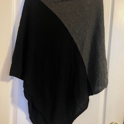 Celeste Charcoal  Black Wool Cashmere Blend Poncho Sweater Shrug Outdoor Casual
