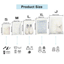 10 Pack Travel Storage Bags for Clothes, Clear Reusable Bags Plastic Ziplock Bag