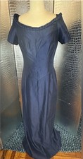 Watters and Watters Midnight Blue Taffeta Evening Gown Formal Dress Vintage 12