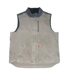 Vintage Carhartt V33 Black Sherpa Lined Mock Neck Vest Canvas Workwear XL Tall