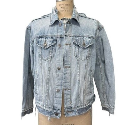 Ksubi Mens Distressed Light Wash Denim Jacket Mens Size XS Oversized