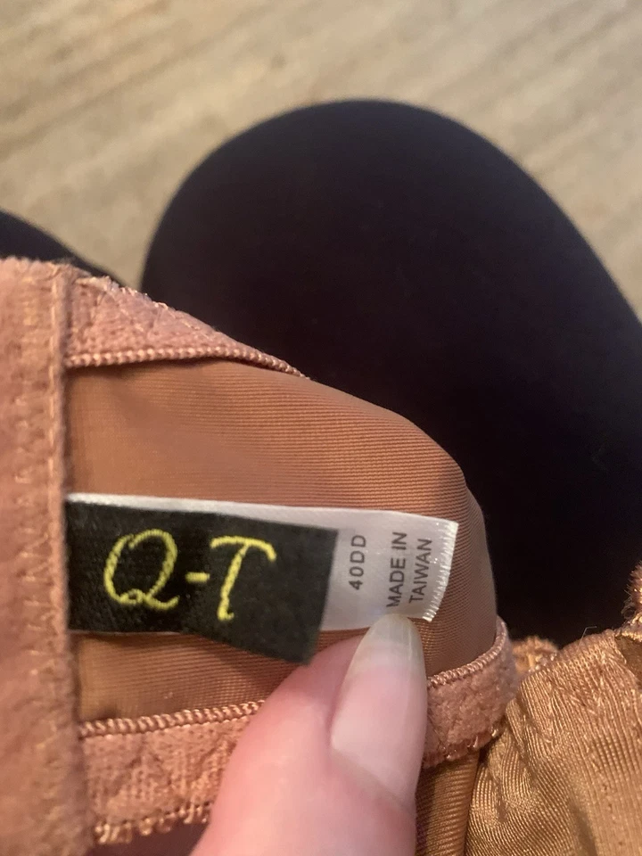 SUJETADOR BORDADO VINTAGE DE Q-T TALLA 40DD BRONCE SIN RELLENO ¡UW BELLEZA AJUSTABLE! Foto 3 de 4
