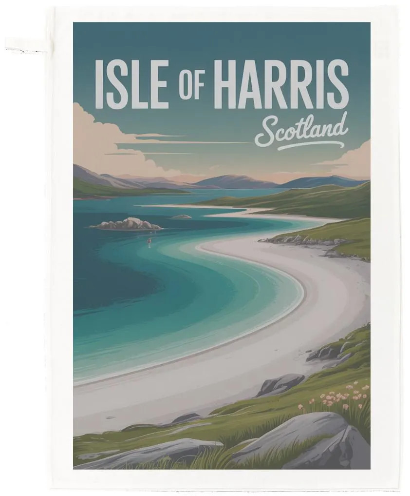 Isle of Harris Tea Towel – 10% Cotton, White, 65 x 47 cm