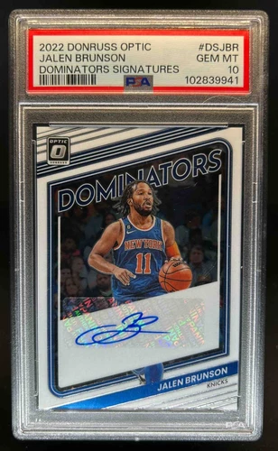 2022-23 Donruss Optic Jalen Brunson Dominators Signatures Auto #71/99 PSA 10