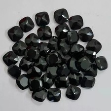 AAA Natural Black Onyx Faceted Cushion Shape Loose Gemstone
