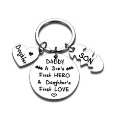Dad Keychain Gifts from Son Daughter to Daddy Fathers Day Small, Silver