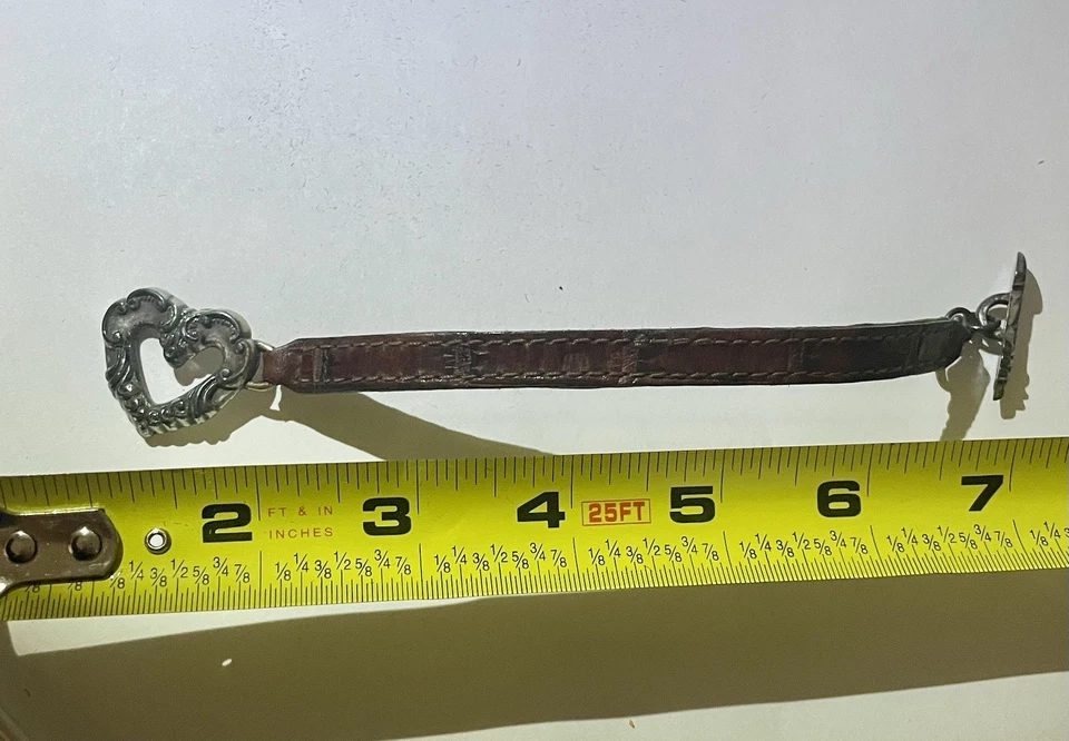 Винтажный Brighton серебристого тона коричневой кожи с сердце прокрутки декоративный браслет - Изображение 4 из 4