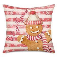Christmas Snowman Winter Throw Pillow 18" x 18" Pack of 1 Fp Gingerbread Man