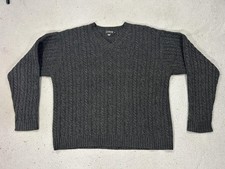Vintage J Crew Sweater Mens XL Gray Lambswool Cable Knit Grandpa Fisherman