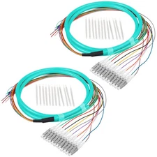 Duogalia 2-Pack LC/OM3 Fiber Optic Pigtail, 1.2m 12 Strand Multimode 50/125 F...