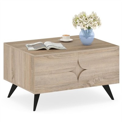 31.5'' Multi-Storage Coffee Table 3-Door Cabinet Back Open Compartment