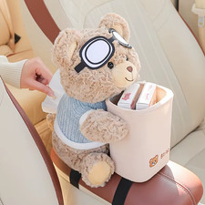 Cute Car Tissue Holder  Trash Can 2-In-1, Creative Car Organizer, Armrest Stora