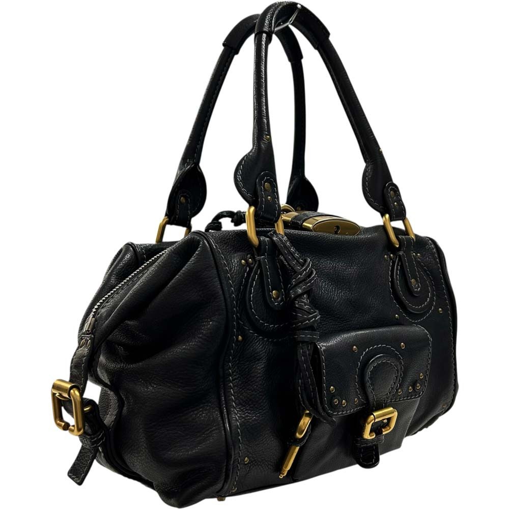 Chloe Paddington Black Leather Satchel Bag w/Padlock Rare Archive Auth
