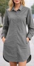 Women's Medium Shirt Dress Closed Clothing Brand Khaki Green Long Sleeve