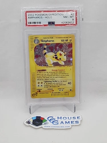Ampharos Holo 2/165 PSA 8 Pokemon Expedition 2002 Base Set Foil *CCGHouse*