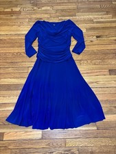 Chaps Womens Dress Size Medium Blue Stretch Scoop Neck 3/4 Sleeve Jersey