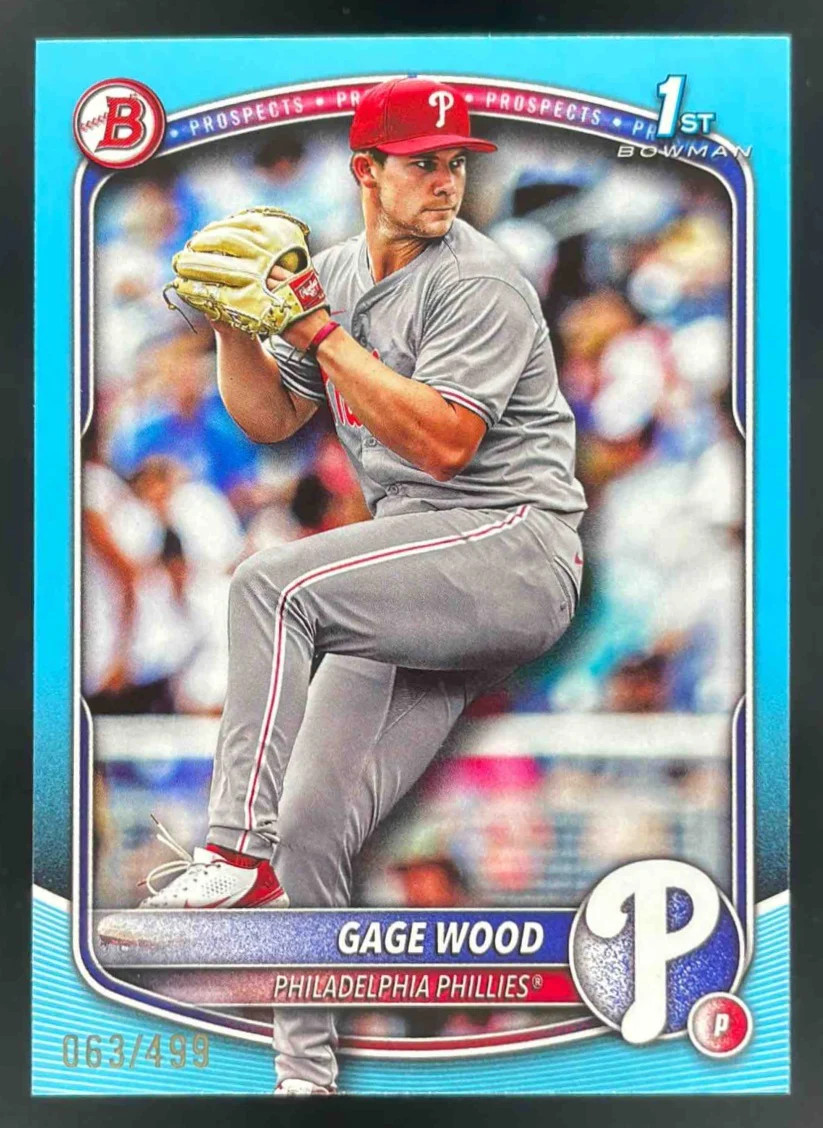 2025 Bowman Draft Sky Blue Border #BD-4 Gage Wood RC /499