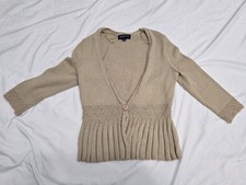 Jones NEW YORK SIGNATURE 100 Cotton Brown One Button Front Cardigan Size Small