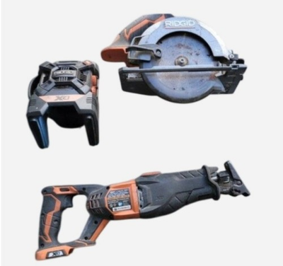 #ad RIDGID Circular Saw Reciprocating Saw Work Light Set Orange Black 3 Tools $98.52