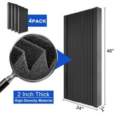 4 Pack 48 x 24 x 2in High Density Acoustic Foam Panels Soundproofing