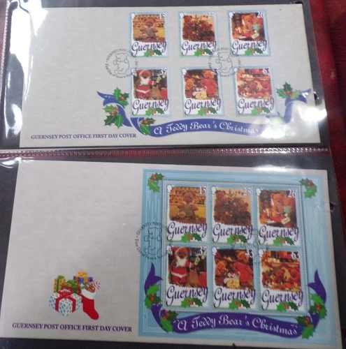 GB QEII FDC x 2. Guernsey Post Office A Teddy Bear's Christmas (414)