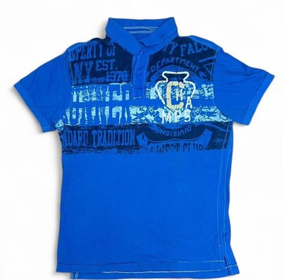 Arizona Jeans Affliction Style Polo Shirt Blue Men s Large Y2K 