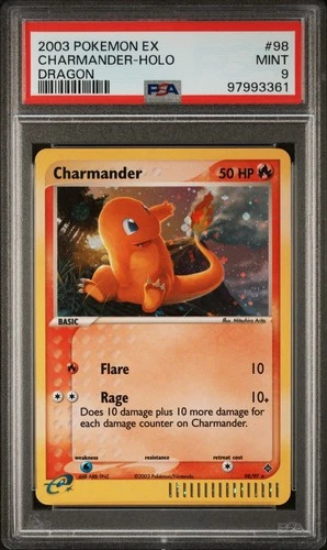 2003 EX Dragon Charmander 98/97 Secret Rare PSA 9 Vintage 332 Pop Zard