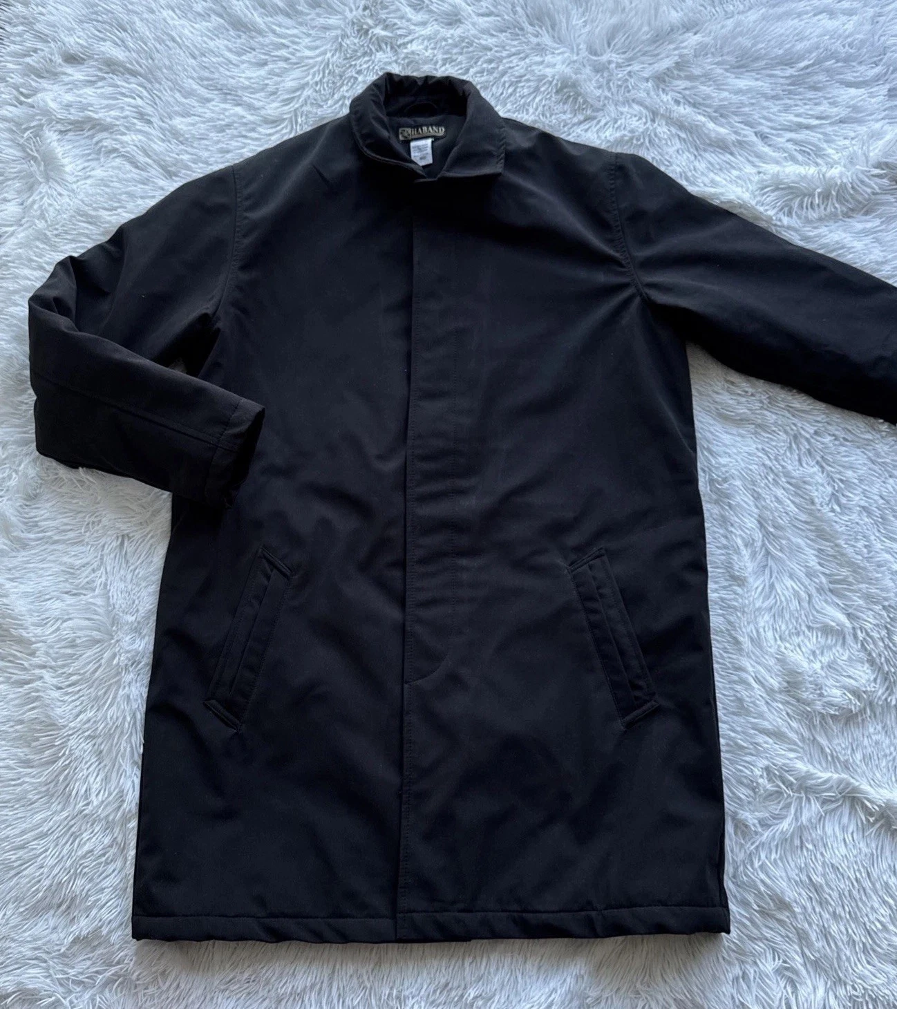 HABAND Mens Trench Coat Black Small Padded Jacket Windproof And Water Resistant