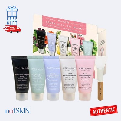 MARY&MAY Vegan Wash Off Mask Mini Gift Set (30ml x5) + Silicone Brush
