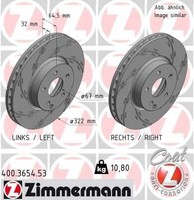 2X Zimmermann 400.3654.53 Bremsscheibe FüR MERCEDES-BENZ