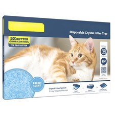 Crystal Disposable Cat Litter Tray, Fresh Scent, Silica Crystals, 1-Pack, Blue