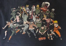 Vintage Y2K 2002 Shonen Naruto Manga Anime All Characters T Shirt Mens L Black