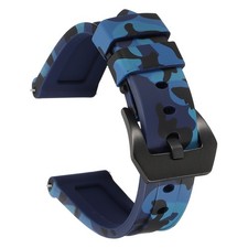 Silicone Watch Bands 20mm Soft Watch Band with Black Buckle, Camo Dark Blue