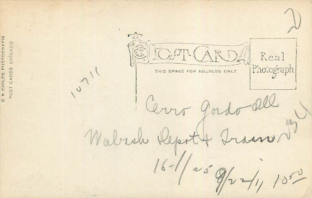 C R Childs Real Photo Postcard Railroad Depot & Train, Cerro Gordo