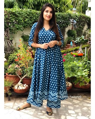 Indigo Blue Cotton Maxi Dress For Women Indigo Kurta And Palazzo Set | eBay Indigo Blue Cotton Maxi Dress For Women Indigo Kurta And Palazzo Set | eBay