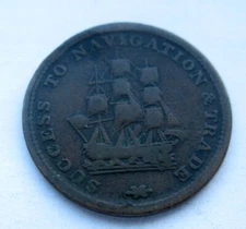 1815 Nova Scotia Halfpenny Token - Success to Navigation & Trade, NS-23A2