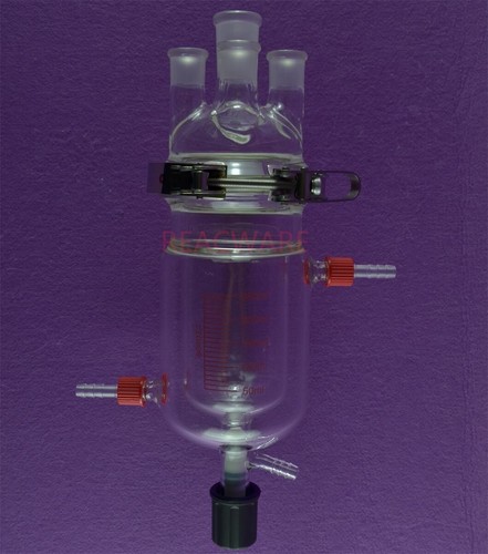 Kit de frasco de reacción de chaqueta de laboratorio, cuatro cuellos, válvula cuentagotas PTFE - Imagen 8 de 8