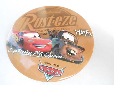VINTAGE PROMO PINBACK BUTTON #107-043 - CARS MOVIE - RUST-EZE