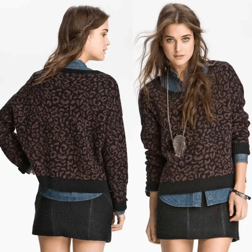 Free People Animal Print Sweater