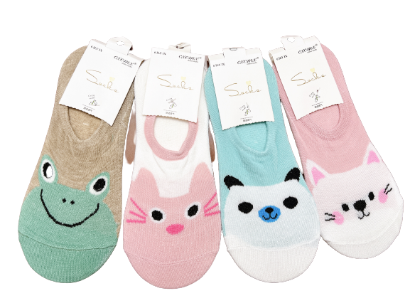 Socks womens 4 Pair Pack Cute Heart Animals Low Cut No Show Socks Cats Frog Pand-image