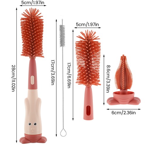3Pcs Baby Bottle Brush Set Lone Handle Silicone Bottle and Teat Cleaning qrySD - Picture 2 of 14