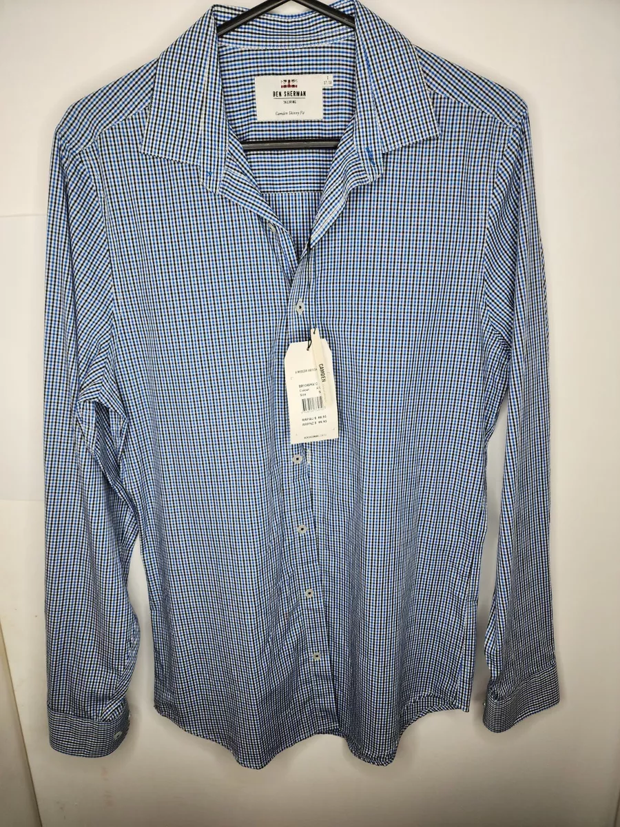 Ben Sherman Camden Skinny Fit Men s L S Check Shirt Size S 37 38