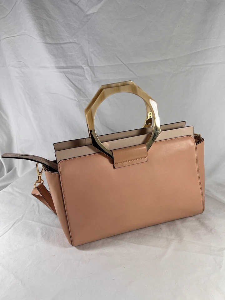 Bolsa de ombro LOUISE ET CIE couro rosa pêssego fosco satchel - Imagem 3 de 4
