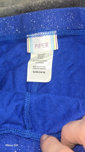 Piper Jeggings Girls Size XL 14/16 Blue Glitter Moto Pull On Sparkly - Picture 6 of 10