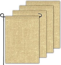 Anley 4Pcs Blank Burlap Garden Flag DIY Personalized Craft Banner Custom Design