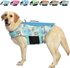 Hawaiian Sports Style Dog Life Jackets - Dog Lifesaver Vest with Rescue Handle