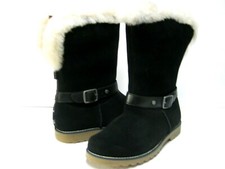 UGG NESSA KID /WOMEN SHORT BOOTS SUEDE BLACK US KID 5 / WOMEN 7