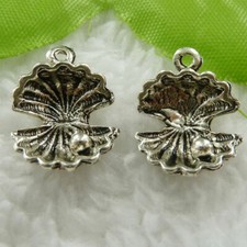 200 Pcs Tibet Silver Shell Charms Pendants 15x13mm For DIY Jewelry Making