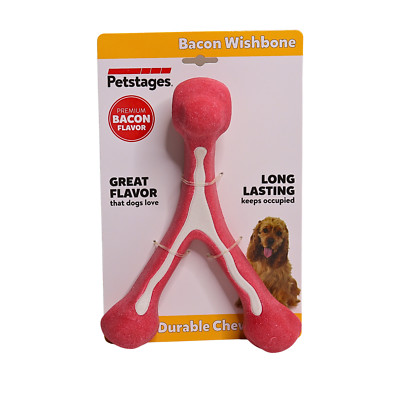Petstages Bacon Wishbone Premium Bacon Flavor Durable Chew 7'' Long