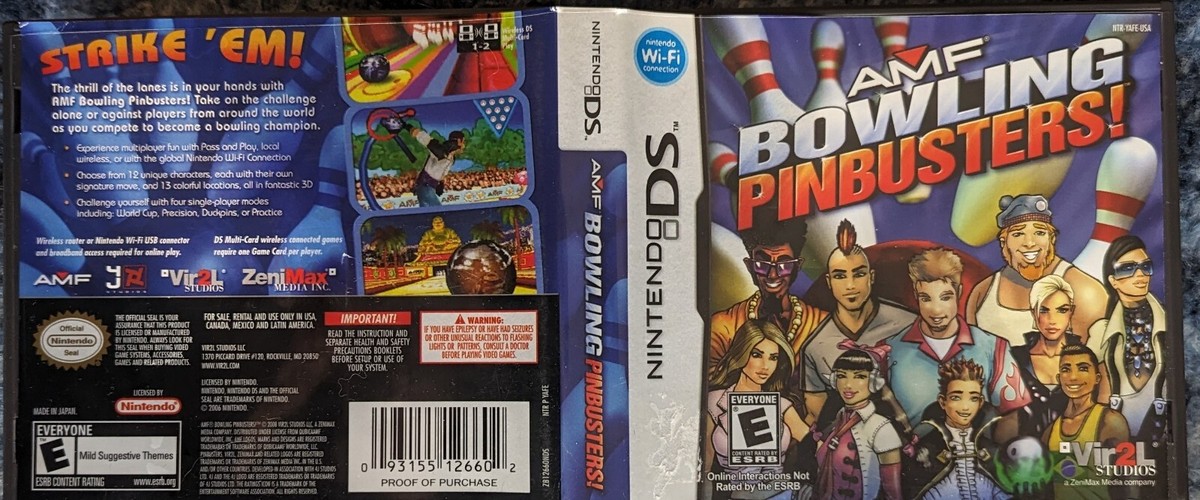 AMF Bowling: Pinbusters (Nintendo DS, 2008) Case & Instruction